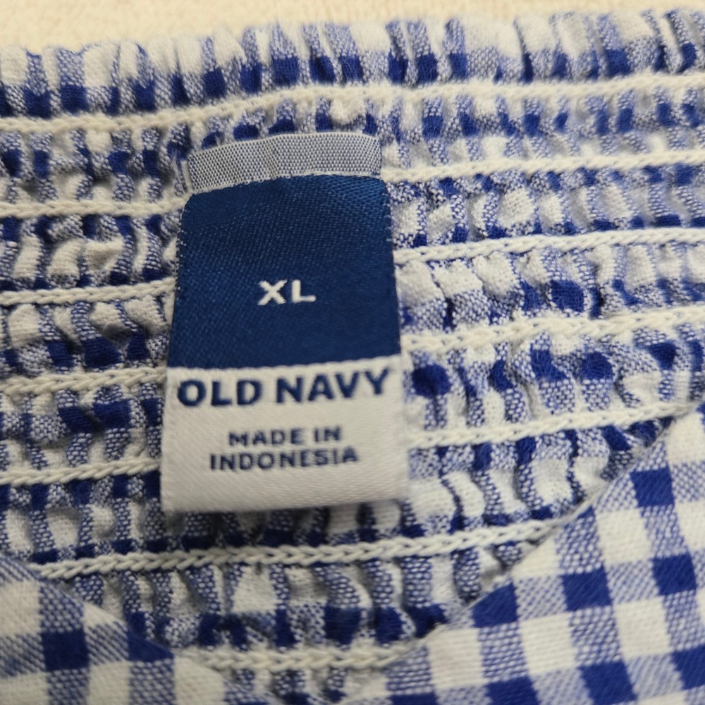 Old Navy Blue Gingham Puff Sleeve Smocked Back Mini Dress with Pockets XL - Picture 6 of 10